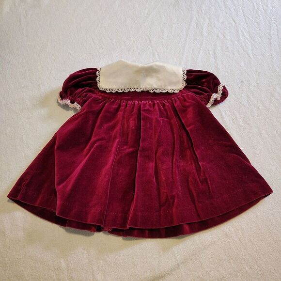 Vtg b.t. Kids Dress Cottagecore Prairie 90s 80s Lace Floral Velvet Size 9-12 Mo - Picture 7 of 12